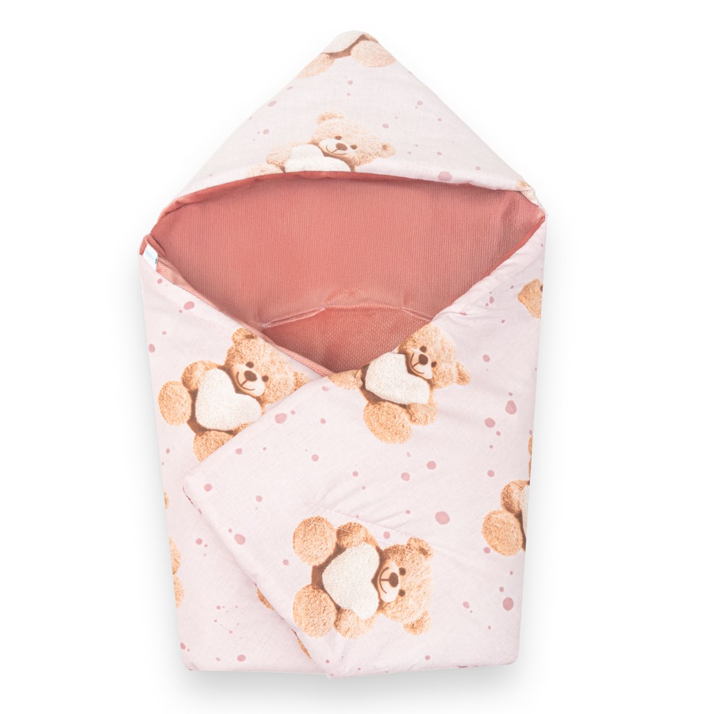 E-shop Zateplená zavinovačka do autosedačky New Baby Love Teddy Bear pink - 59221