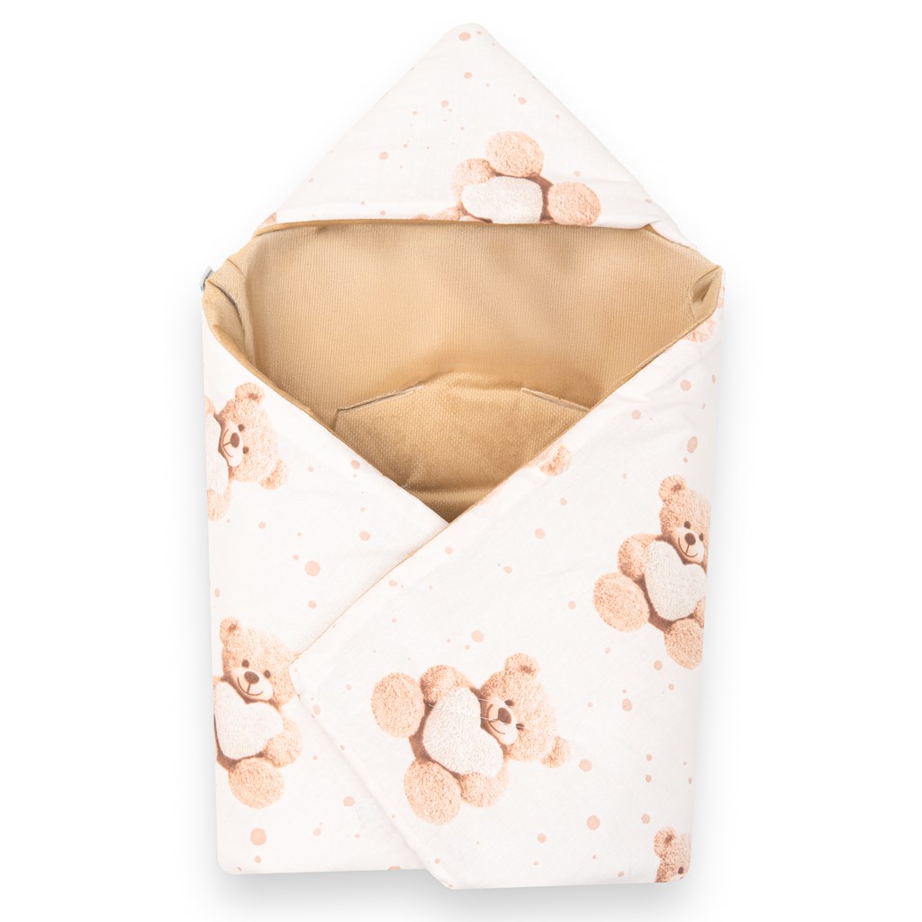 E-shop Zateplená zavinovačka do autosedačky New Baby Love Teddy Bear beige - 59222