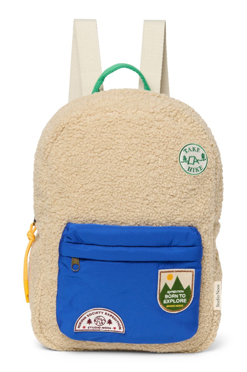 E-shop STUDIO NOOS - Teddy Midi BACKPACK - batôžtek s predným vreckom | Ecru/Cobalt