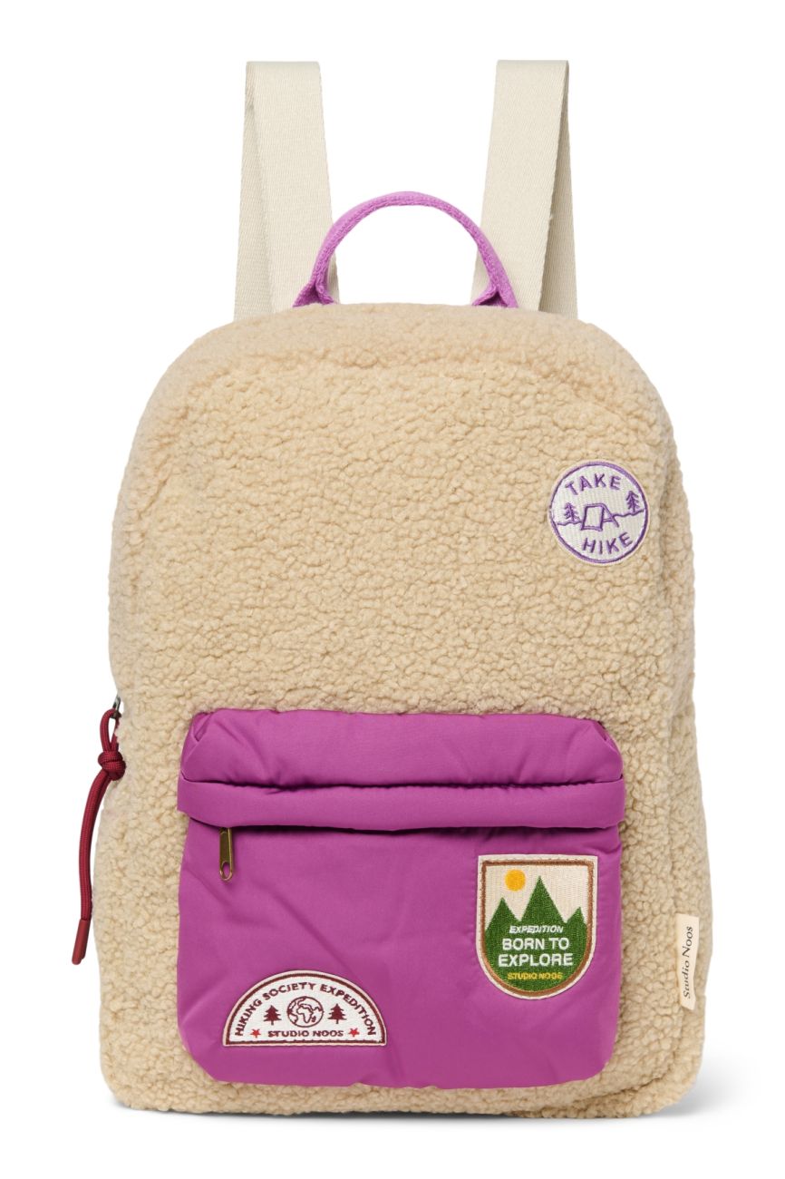 E-shop STUDIO NOOS - Teddy Midi BACKPACK - batôžtek s predným vreckom | Ecru/Purple