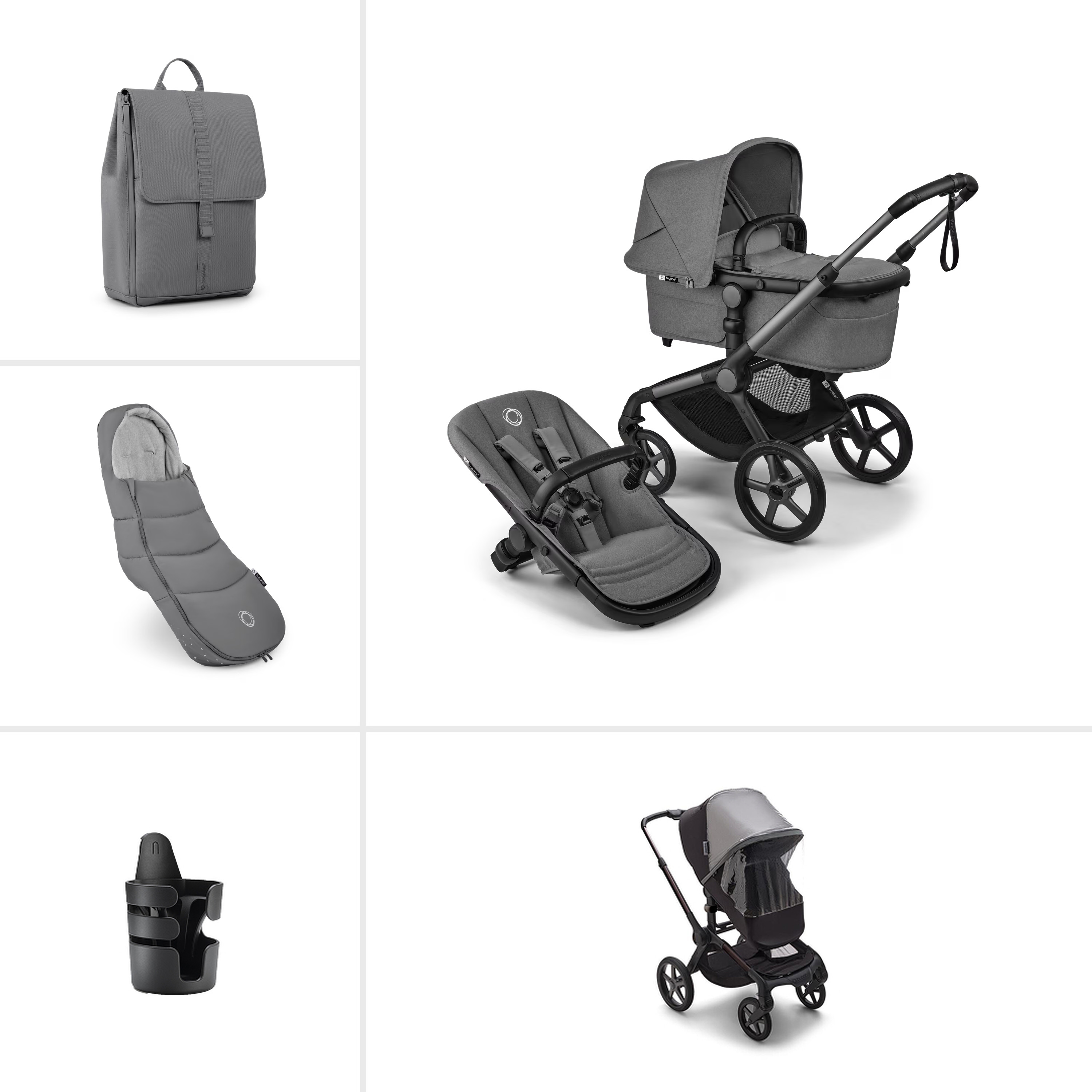 E-shop Bugaboo výhodný set Essentials Fox 5 RENEW Complete, Graphite/Moon Grey
