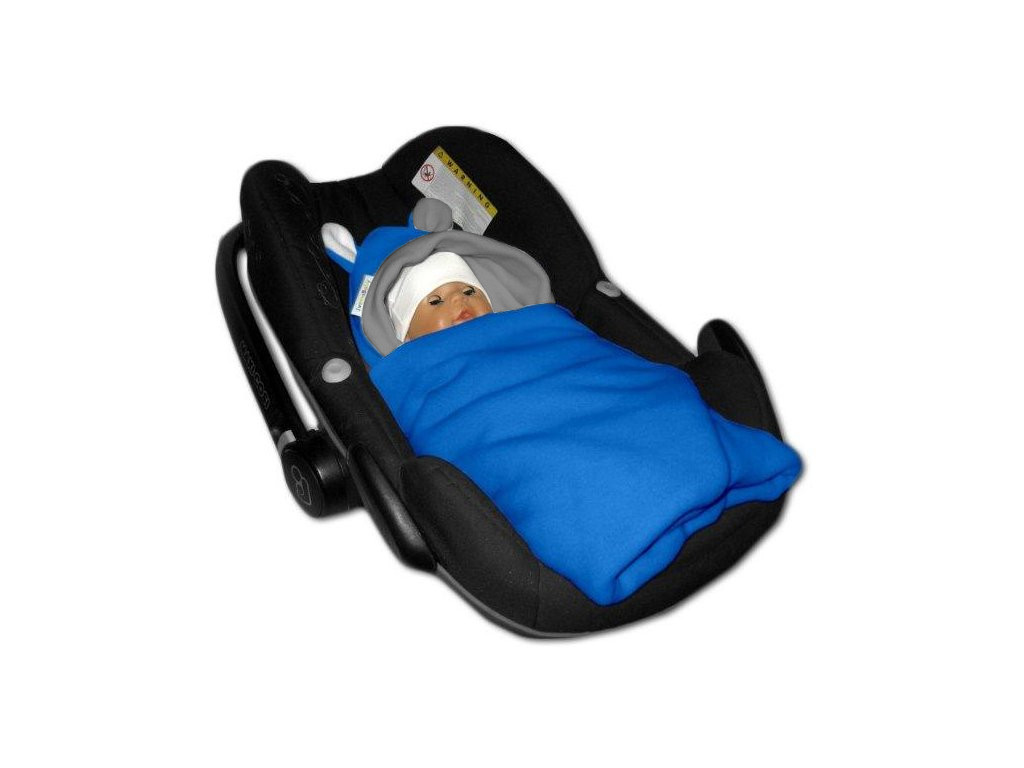 E-shop Ivema baby zavinovačka baby s kapucňou a uškami farba:tyrkysová/tmavo šedá