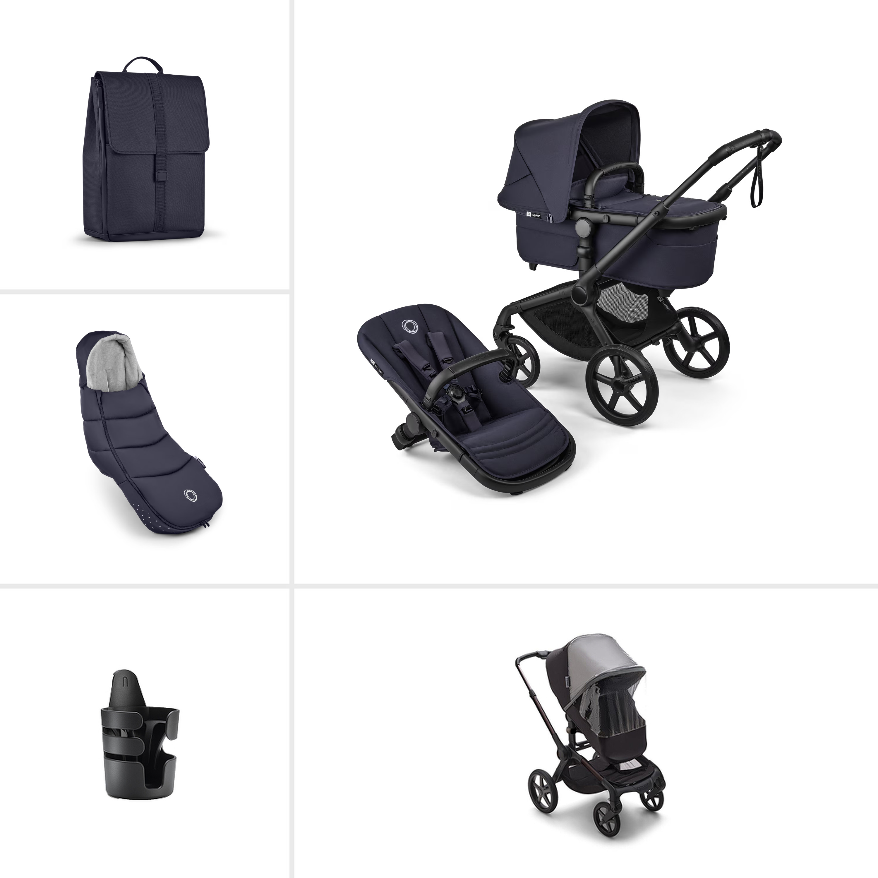 E-shop Bugaboo výhodný set Essentials Fox 5 RENEW Complete, Black/Deep Indigo
