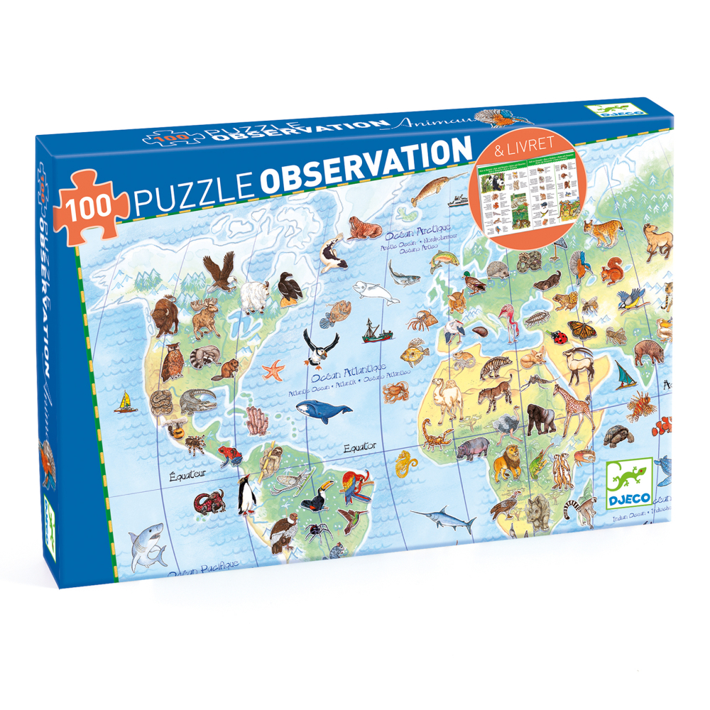 E-shop Djeco Objavovacie puzzle Zvieratá sveta 100 ks