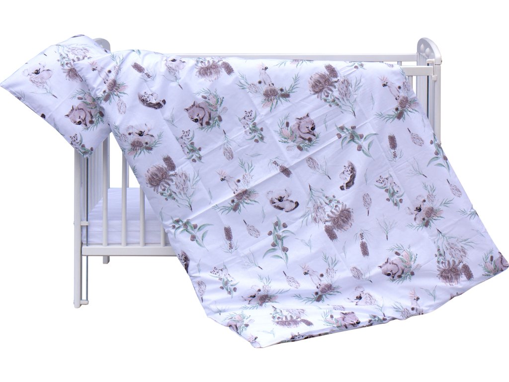 E-shop Scarlett Obliečky do postieľky 2dielne Papagáj - šedá 100 x 135 cm