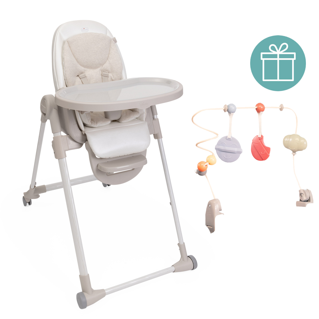 E-shop CHICCO Stolička jedálenská Polly Armonia - Mother Pearl + Hrazdička Rainbow