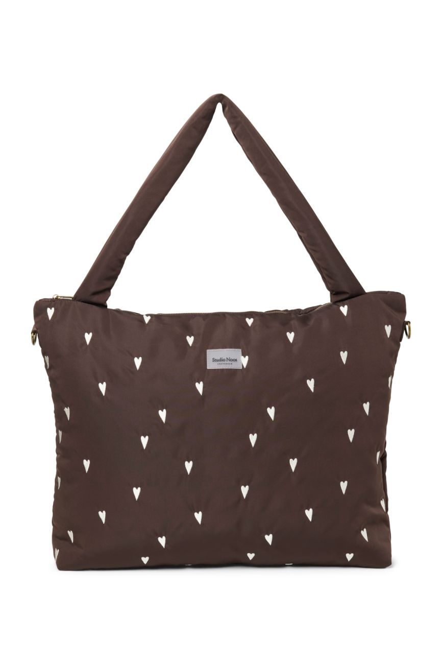E-shop STUDIO NOOS - Puffy DIAPER BAG - přebalovací taška | Brown Hearts
