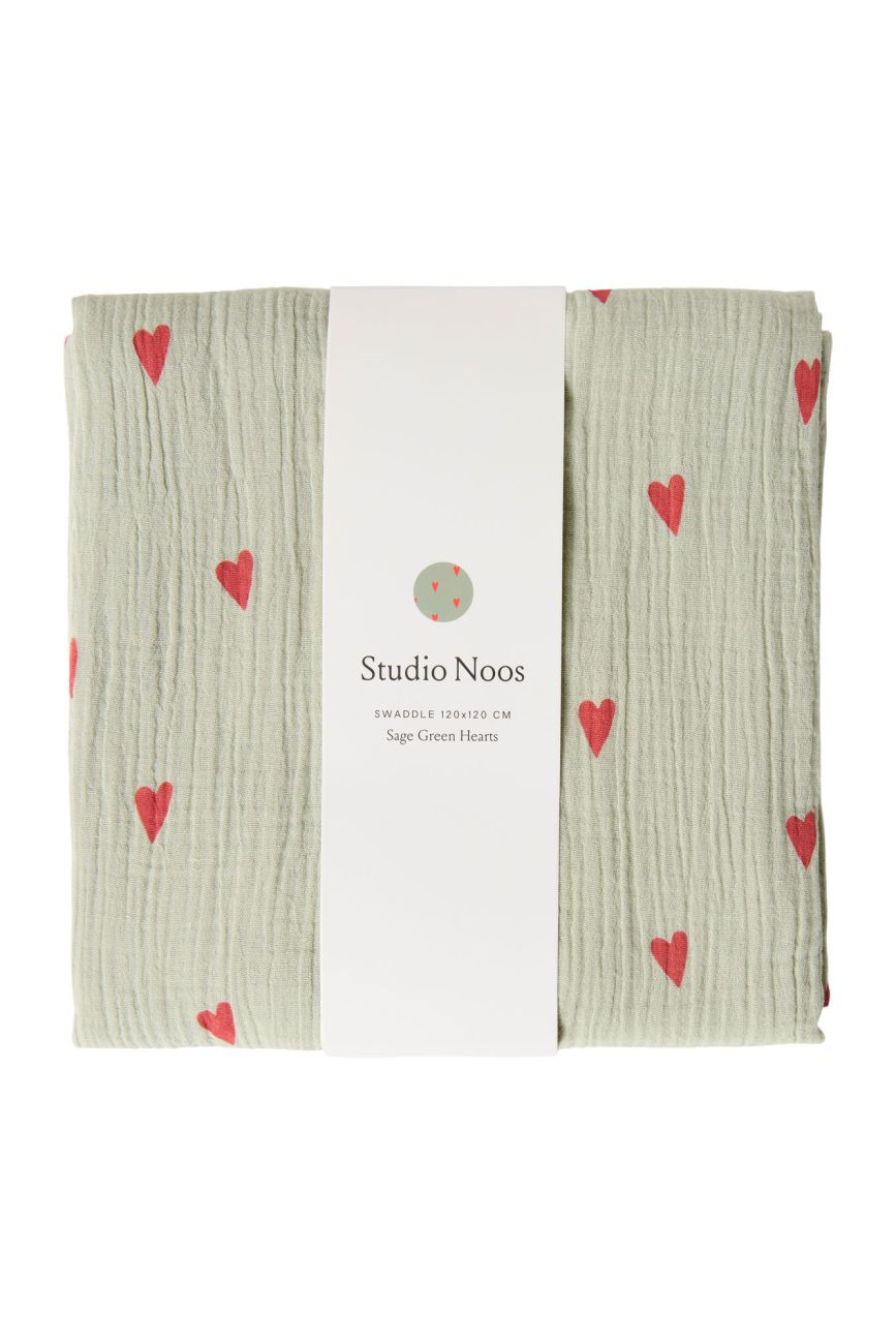 E-shop STUDIO NOOS - SWADDLE ZAVINOVAČKA Print Large | Green Hearts