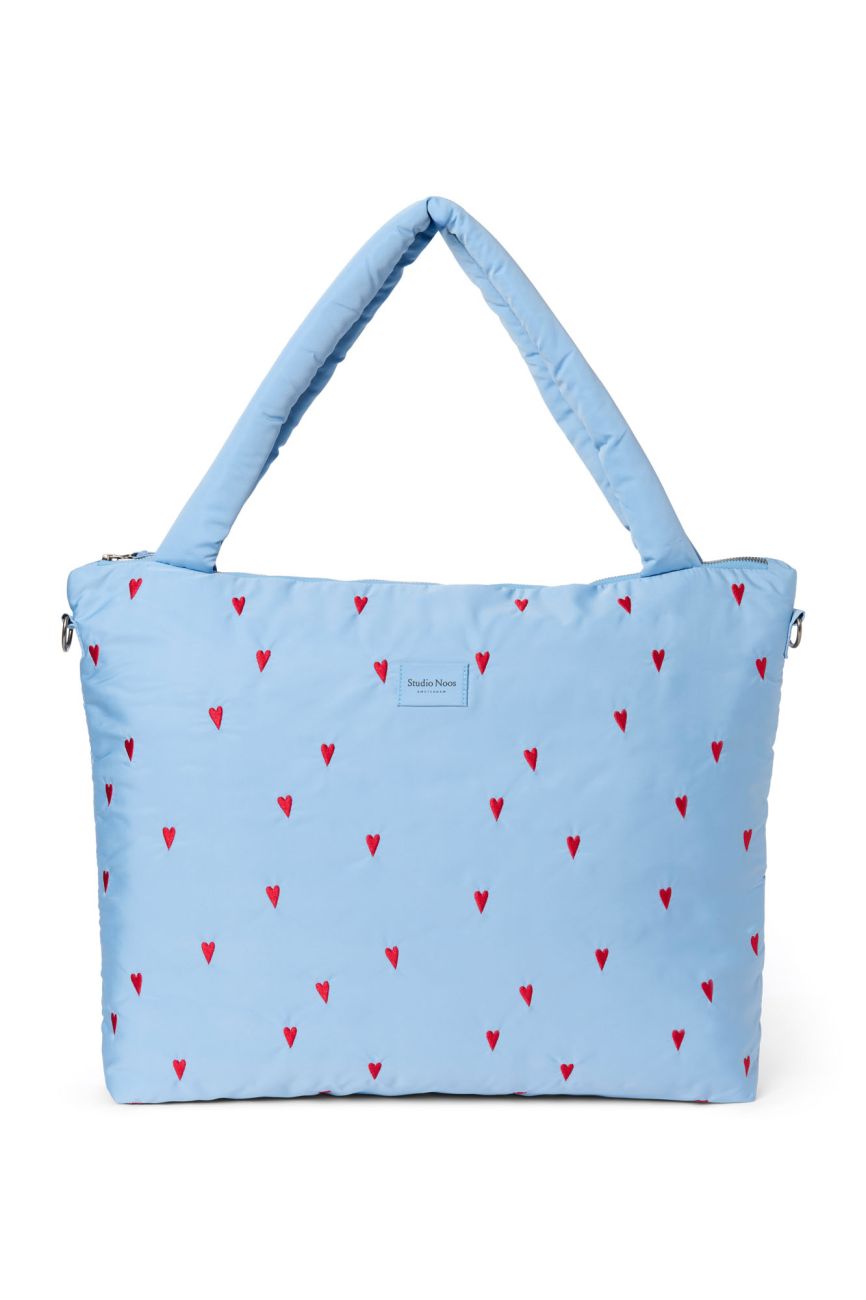 E-shop STUDIO NOOS - Puffy DIAPER BAG - přebalovací taška | Light Blue Hearts