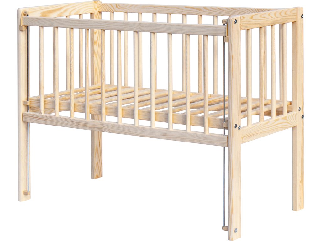 E-shop Detská postieľka k posteli rodičov BABY Scarlett II - prírodná (borovica), st. bok - 90 x 41 cm