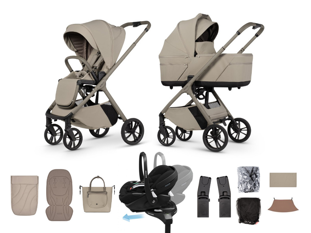 E-shop Venicci kočík Tila 2026, latte + Maxi-Cosi Pebble Pro2 + základňa