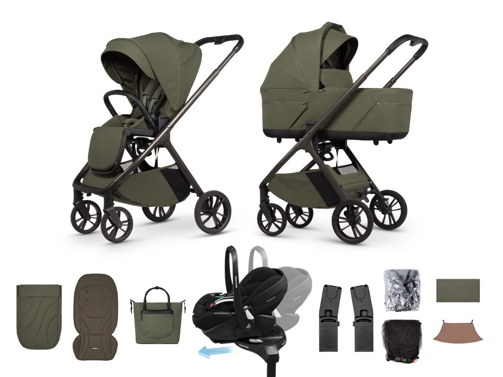 E-shop Venicci kočík Tila 2026, olive + Maxi-Cosi Pebble Pro2 + základňa