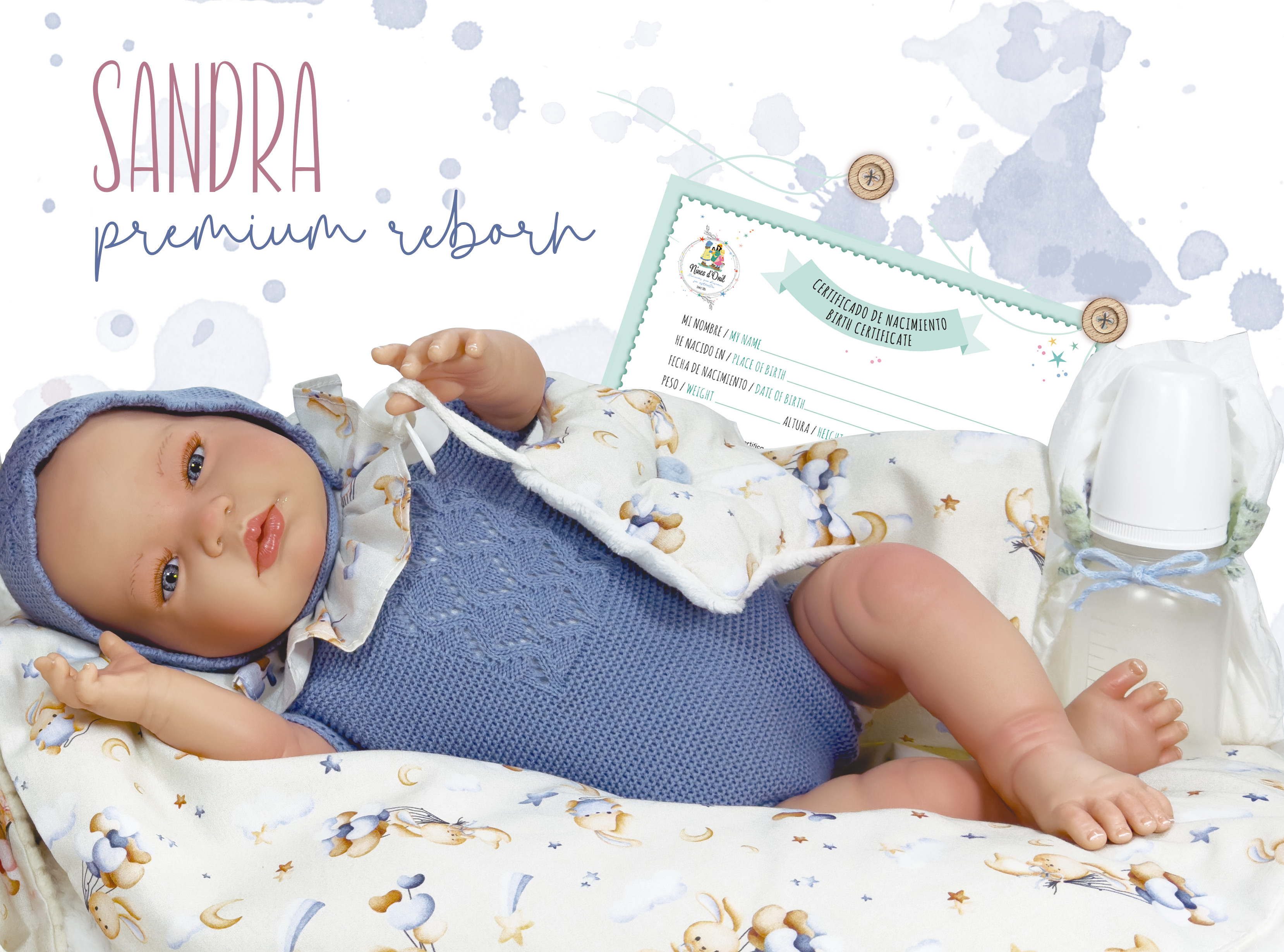 E-shop Nines d´Onil realistická voňavá bábika SANDRA Premium Reborn 48cm, 0268