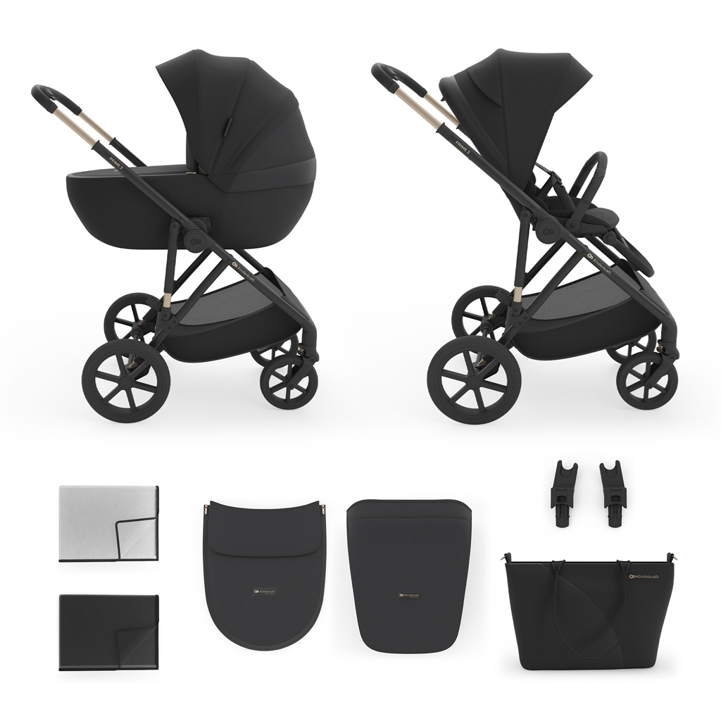 E-shop KINDERKRAFT Kočík kombinovaný 2v1 Prime 3 Venezian Black