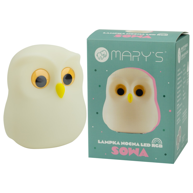 E-shop Mary's LED silikónové nočné svetlo RGB - sova