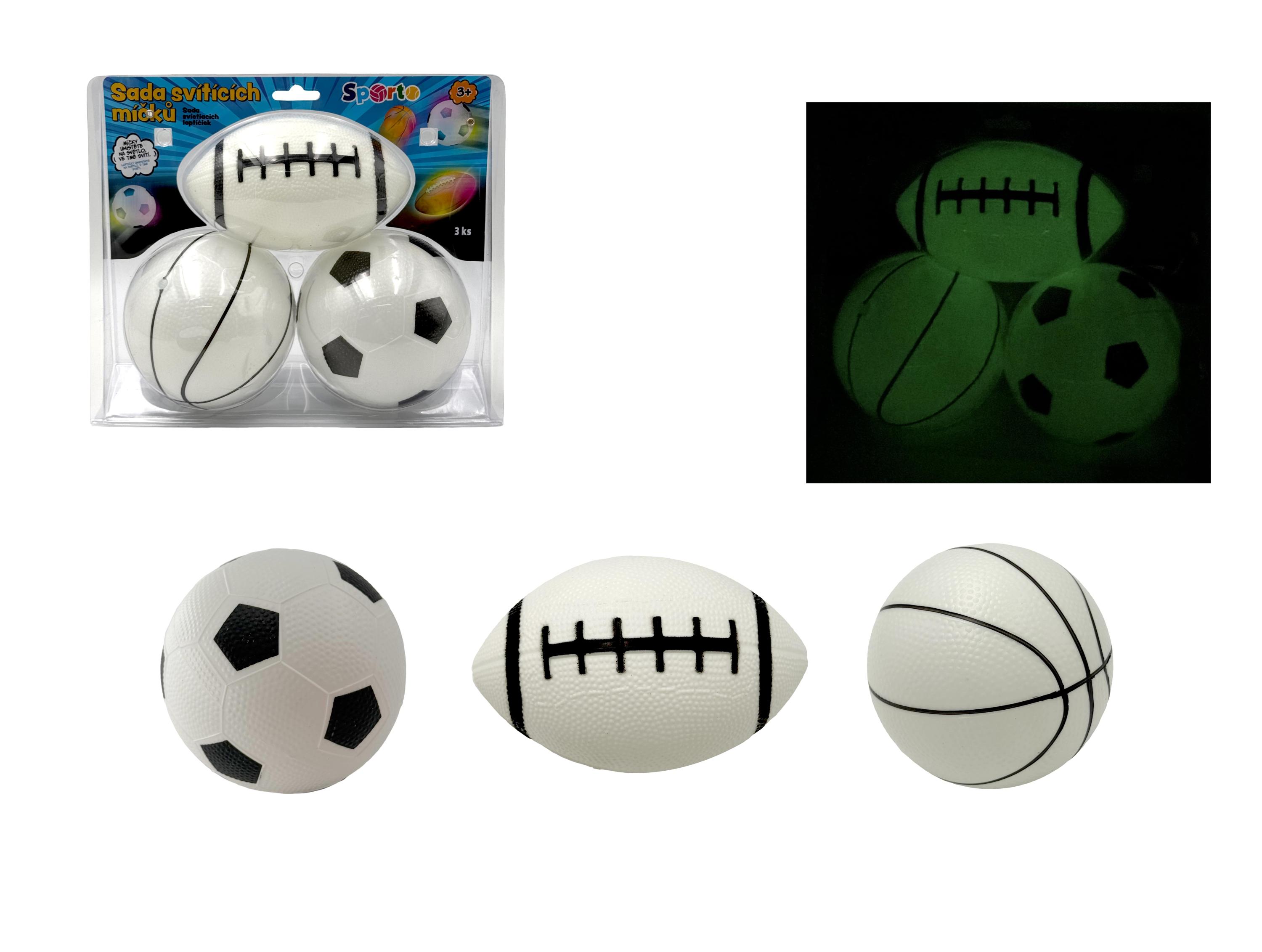 E-shop SPORTO Sada 3 loptieciek - svietiaca v tme