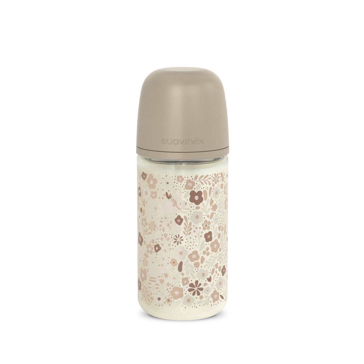 E-shop SUAVINEX | Fľaša sklo WONDERLAND NEW 240 ml fyziologická SX PRO +3 MF - krémový kvet