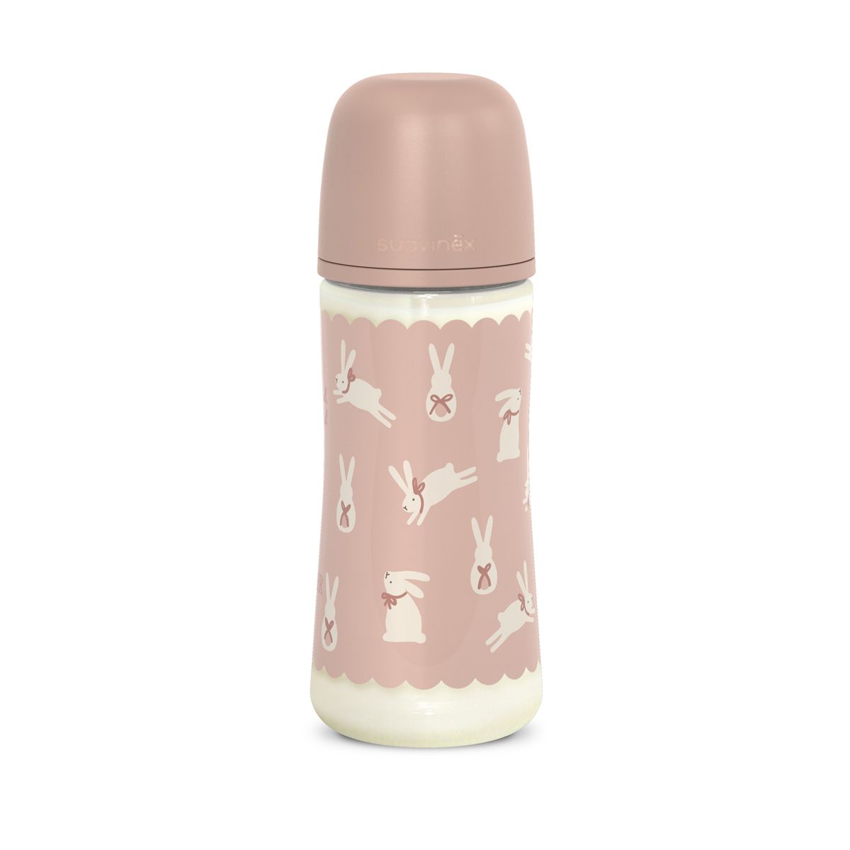 E-shop SUAVINEX | Dojčenská fľaša WONDERLAND NEW 360ml FYZIOL PRŮTOK L - ružový králik