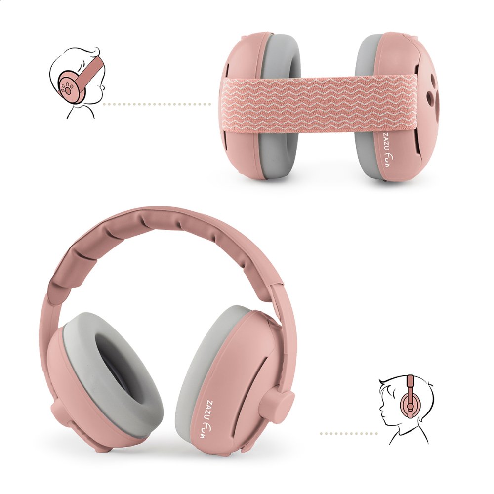 E-shop Zazu EARMUFFS ružové - 2v1 detské chrániče sluchu