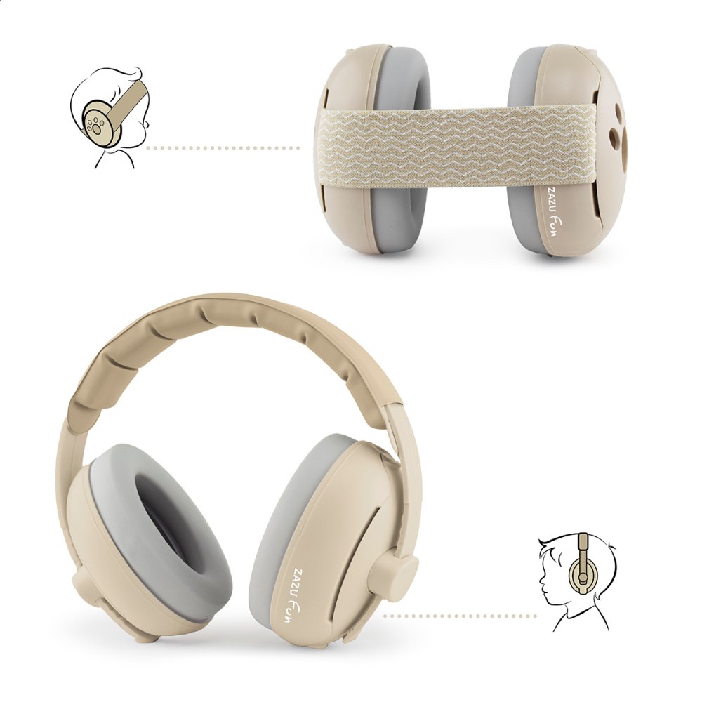 E-shop Zazu EARMUFFS béžové - 2v1 detské chrániče sluchu
