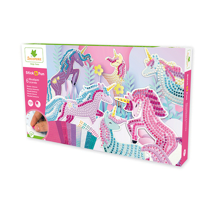 E-shop Sycomore Stick & Fun - XXL kreatívna súprava - mozaika - jednorožce