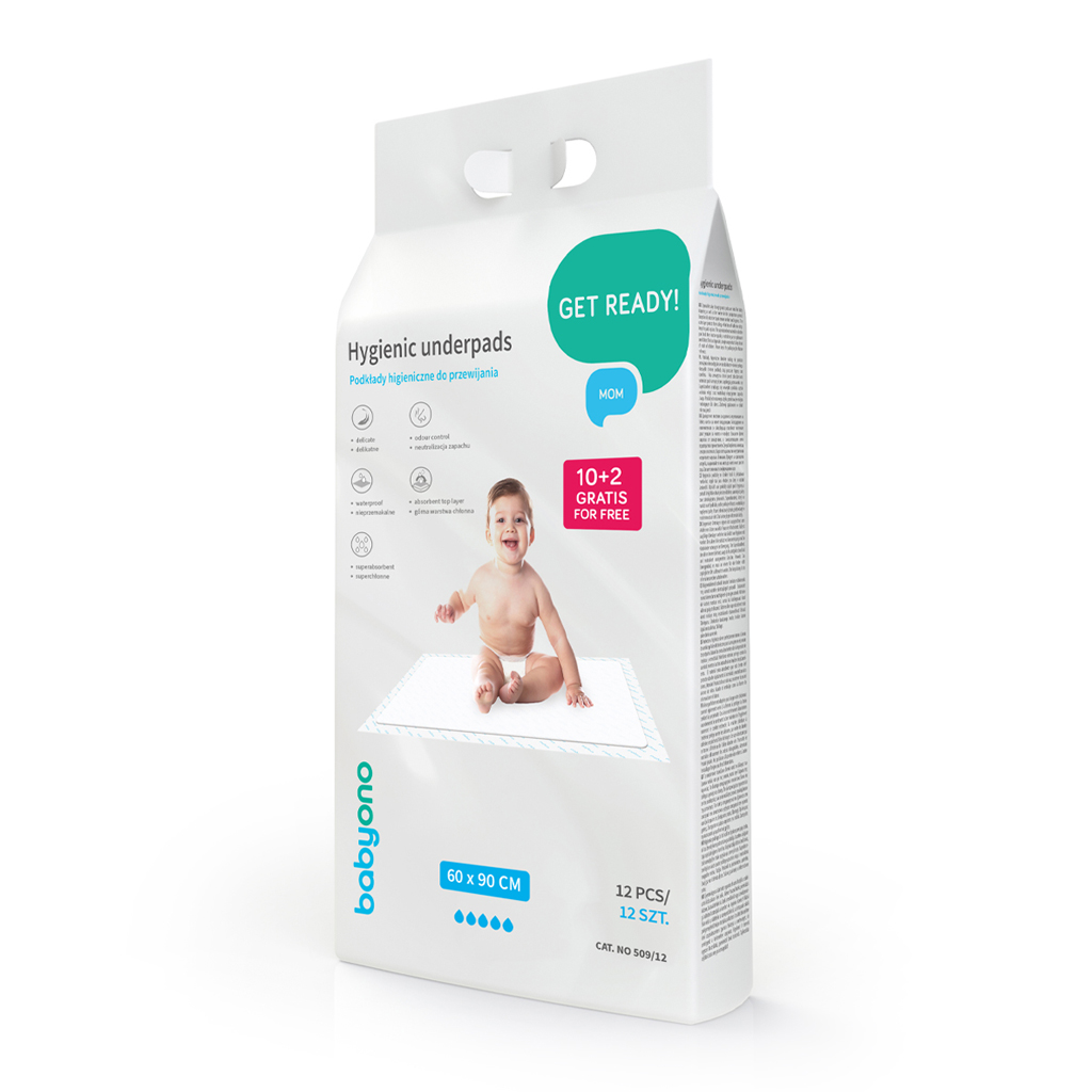 E-shop BABYONO Podložky prebaľovacie jednorázové 60x90 cm, 10 ks + 2 gratis