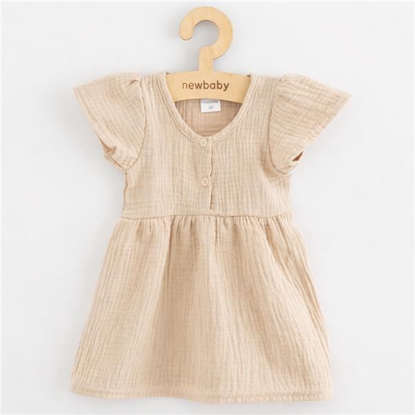 E-shop Dojčenské mušelínové šaty New Baby beige, 86 (12-18m) - 59412