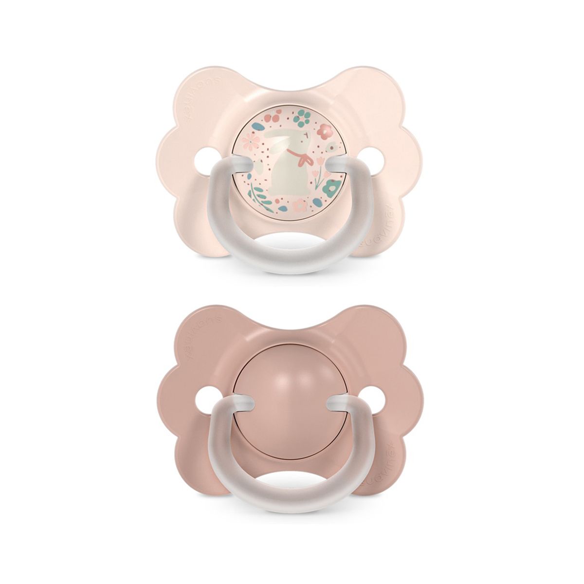E-shop SUAVINEX | Cumlík SX PRO fyziologický 2 KS BUTTERFLY WONDERLAND NEW 0/6m - ružový králik + ružový