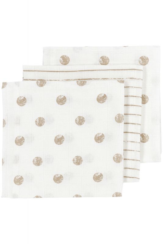 E-shop Meyco Mušelínové plienky 3-balenie - Dot stripe sand