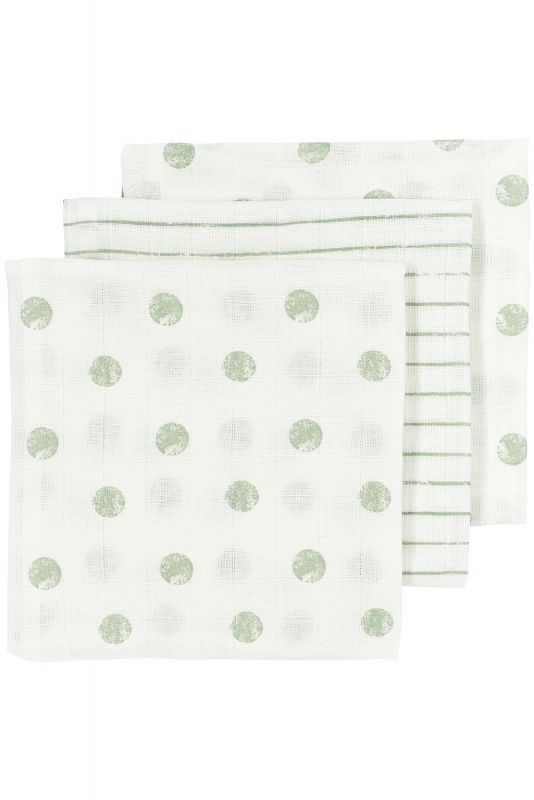 E-shop Meyco Mušelínové plienky 3-balenie - Dot stripe soft green