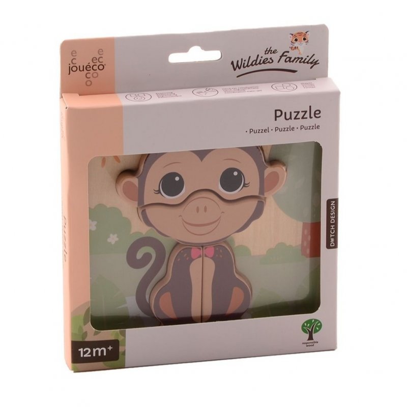 E-shop Jouéco The Wildies Family drevené mini puzzle Monkey 12m+