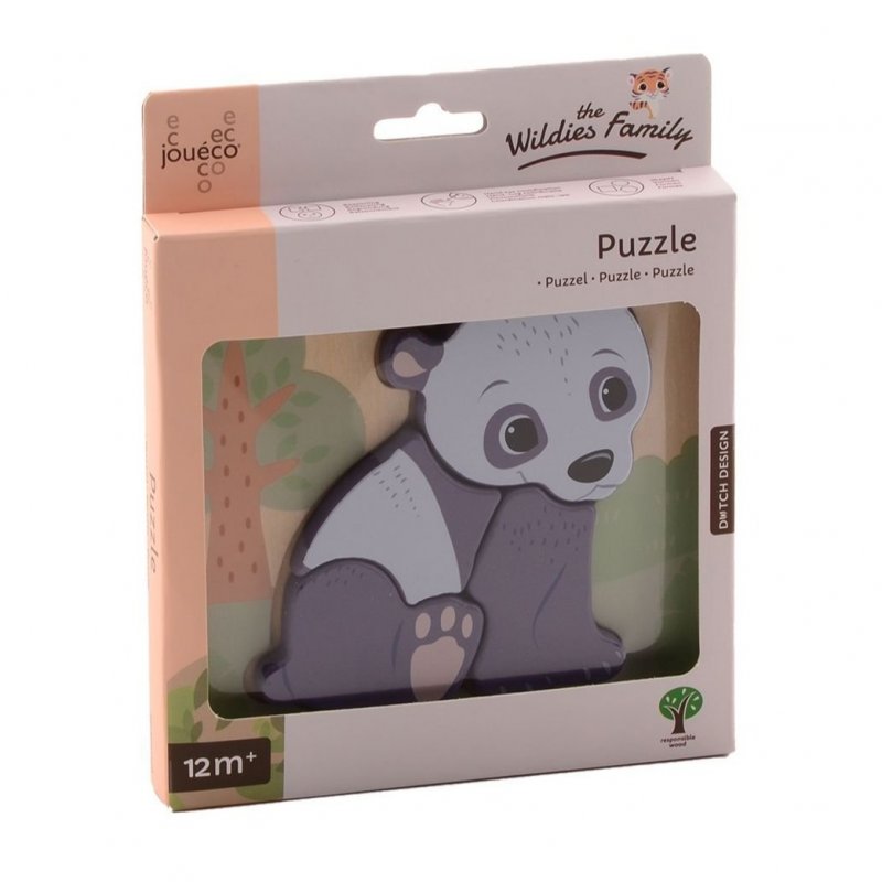 E-shop Jouéco The Wildies Family drevené mini puzzle Bear 12m+