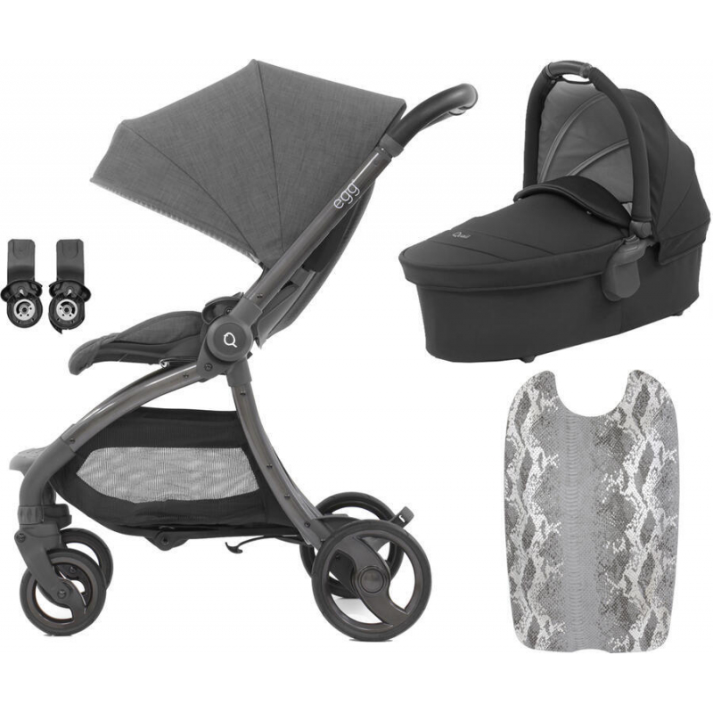 E-shop BabyStyle Egg Quail Quantum Grey set: kočík + vanička + adaptéry