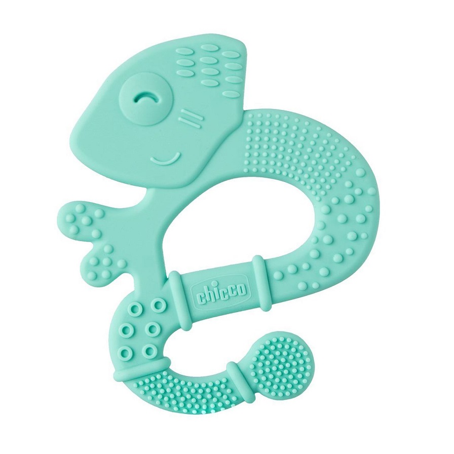 E-shop CHICCO Hryzačka silikónová Super Soft Chameleón modrý 2m+