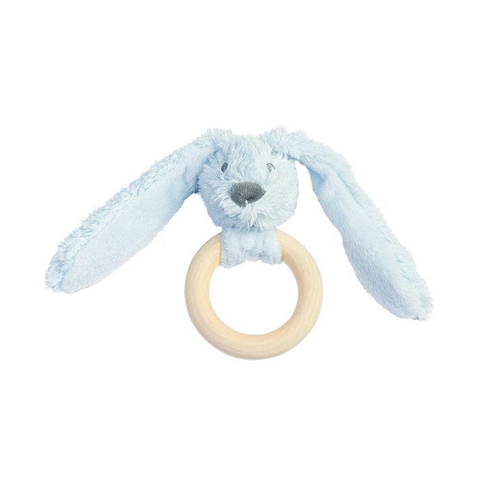 E-shop Happy Horse | Králiček Richie s dreveným krúžkom - modrý veľkosť: 12 cm