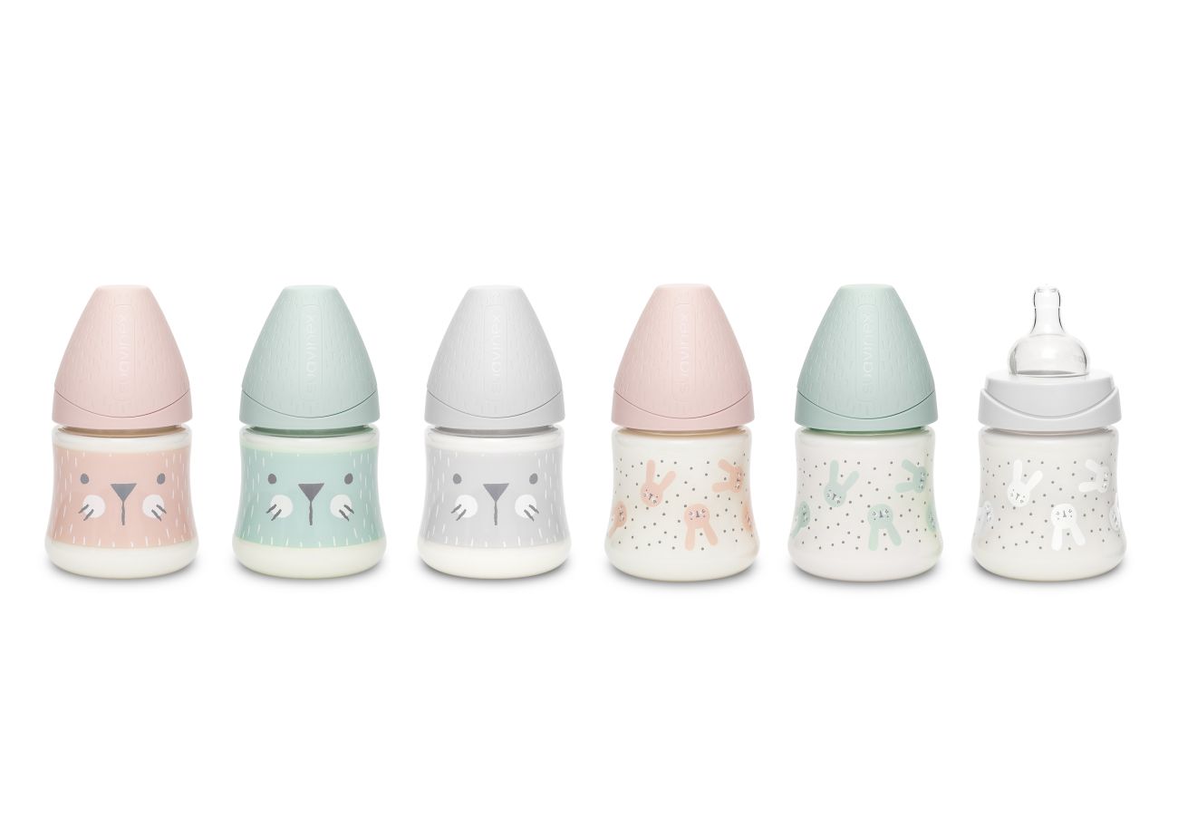 E-shop SUAVINEX | Premium fľaša 150 ml S HYGGE fúziky - sivá