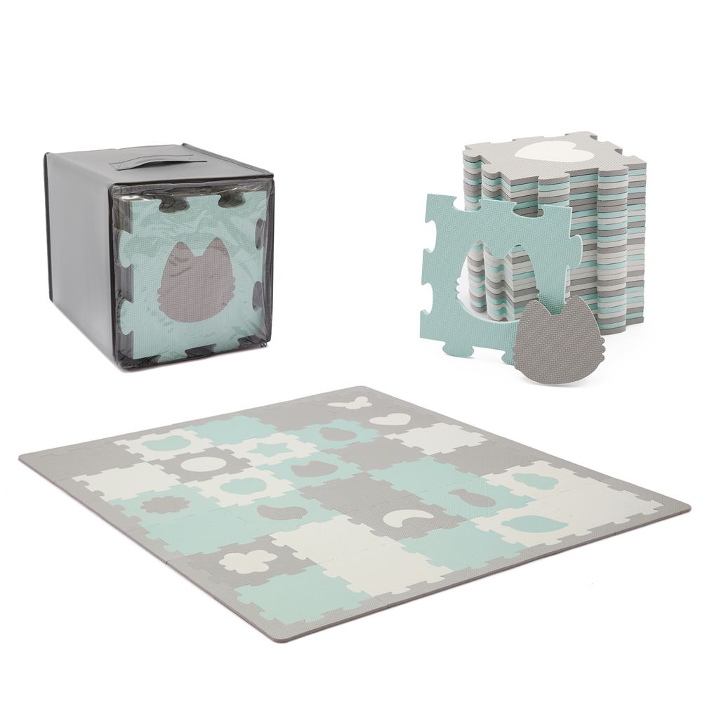 E-shop Kinderkraft select KINDERKRAFT Podložka penová puzzle Luno Shapes 185 x 165 cm Mint, 30ks, Premium