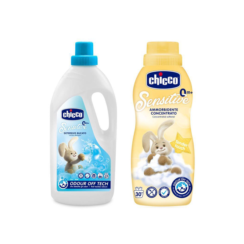 E-shop CHICCO Prací gél Baby Sensitive 1,5 l + Aviváž Baby Sensitive koncentrovaná Jemný dotyk 750 ml