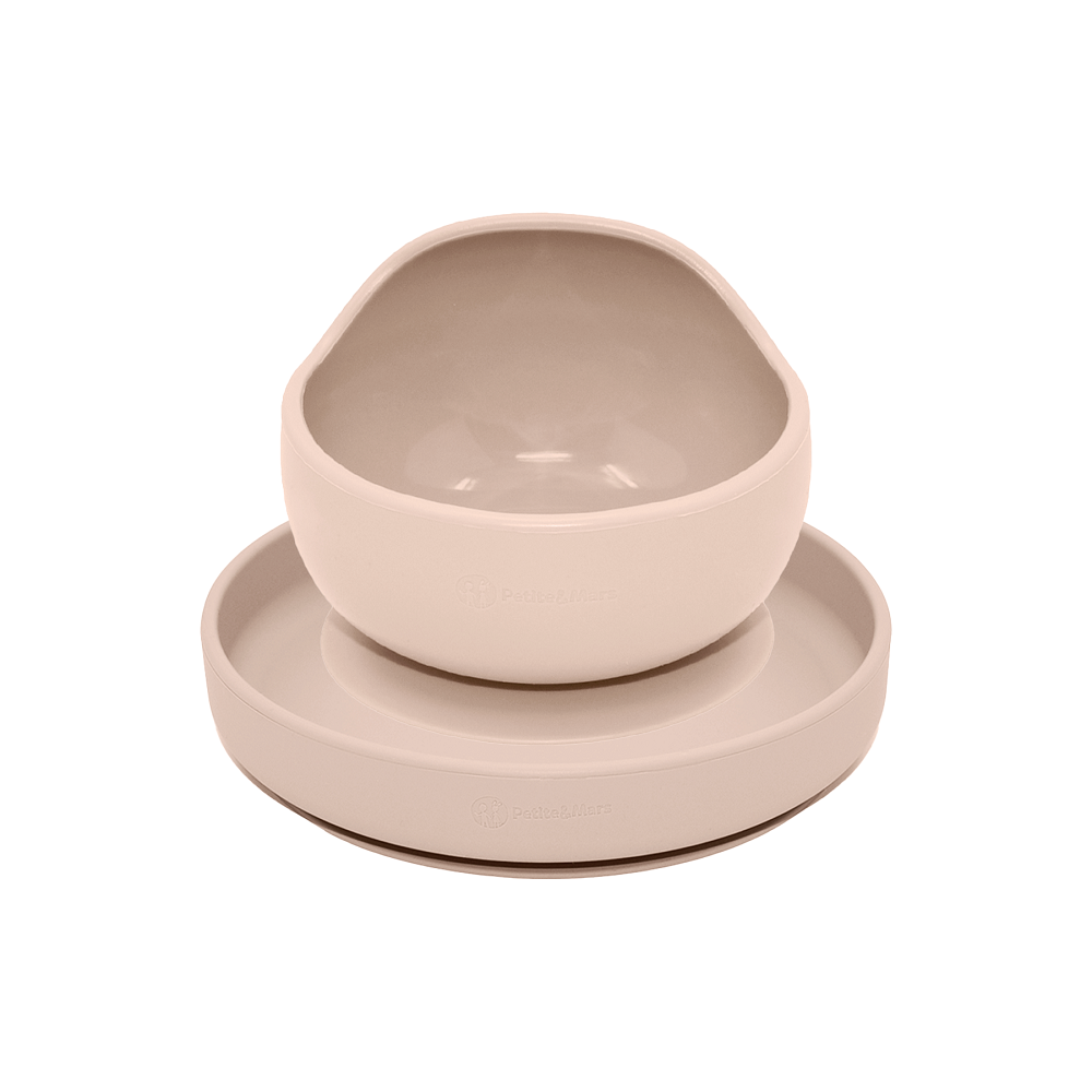 E-shop PETITEMARS PETITE&MARS Set jedálenský silikónový TAKE&MATCH 2 ks tanier + miska Desert Sand 6m+