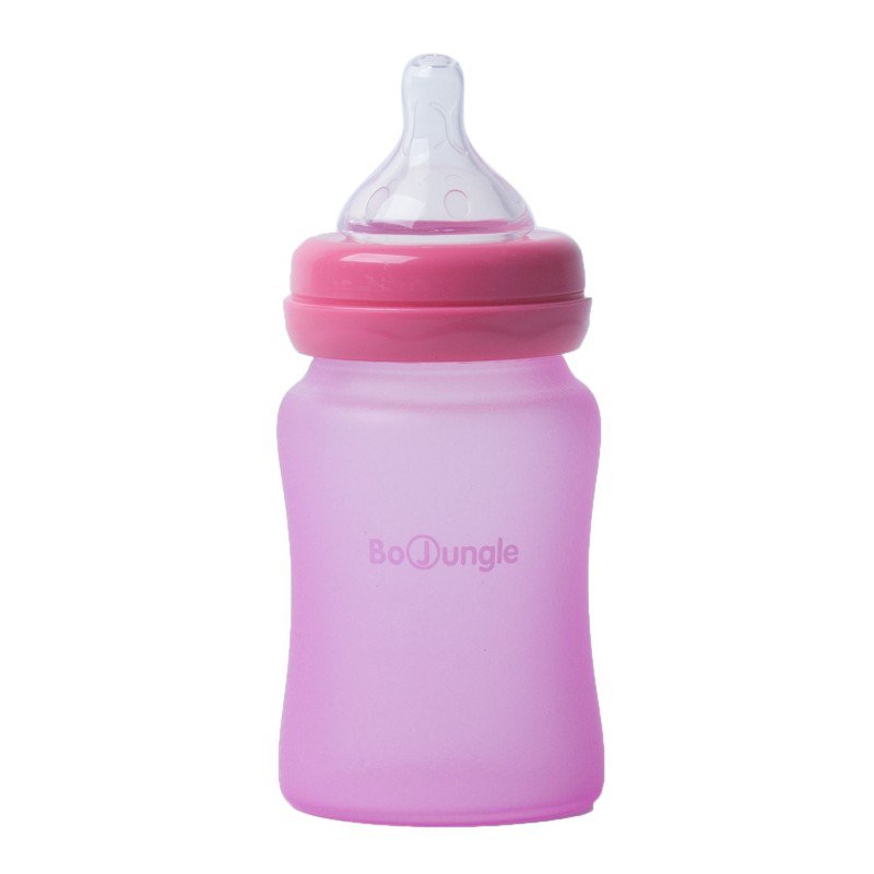E-shop Bo Jungle Sklenená fľaša s úchytmi B-Thermo 150ml Pink