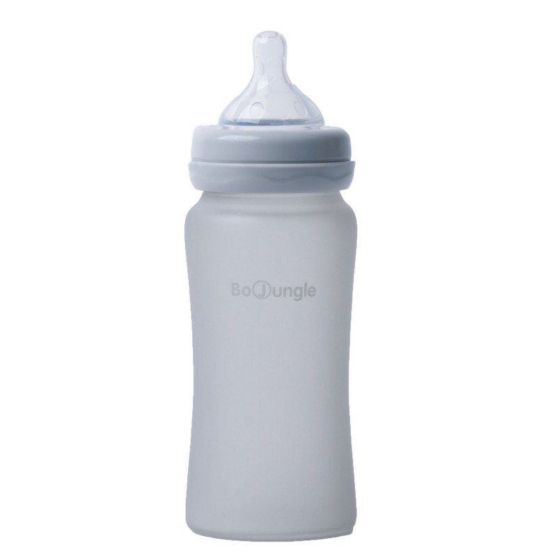 E-shop Bo Jungle Sklenená fľaša s úchytmi B-Thermo 240ml Grey