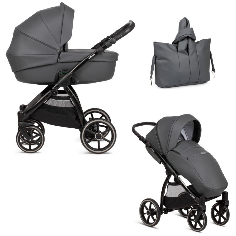 E-shop Bo Jungle Kombinovaný kočík B-SUVVY Shadow Grey Eco Leather