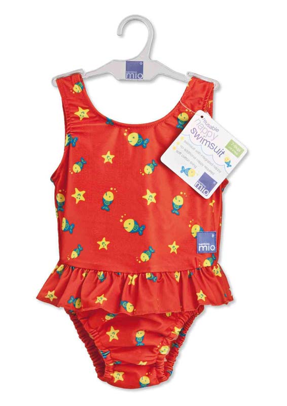 E-shop Bambino Mio Dievčenské celé plavky Red Fish Veľ. M