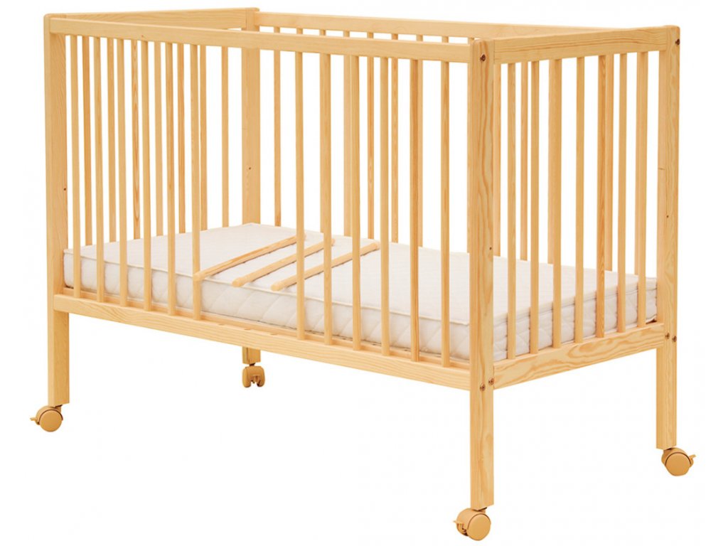 E-shop Scarlett detská postieľka Dominik, borovica, vyberateľné priečky 120x60cm farba:prírodná, varianta:vyberatelné priečky