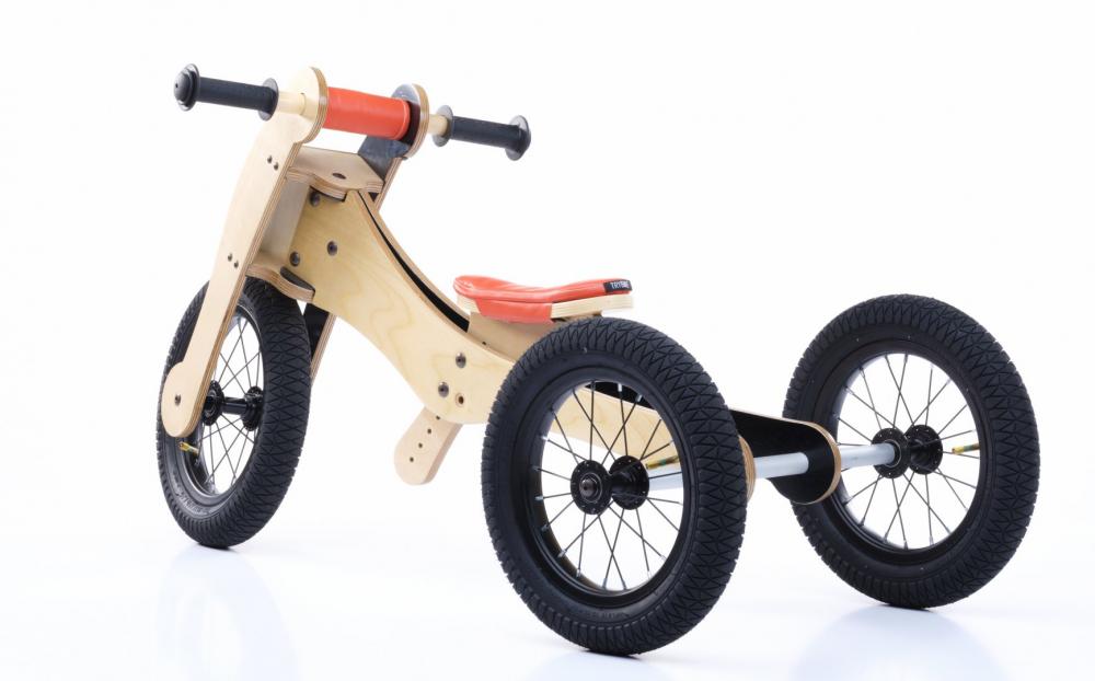 TRYBIKE odrážadlo/trojkolka WOOD 4v1 farba:oranžová