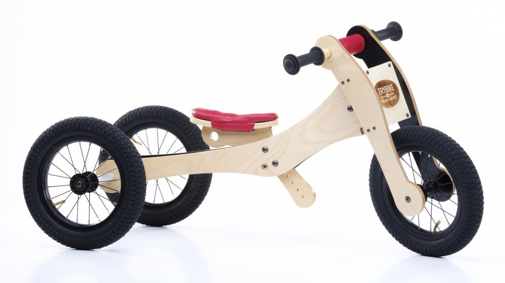 TRYBIKE odrážadlo/trojkolka WOOD 4v1 farba:červená