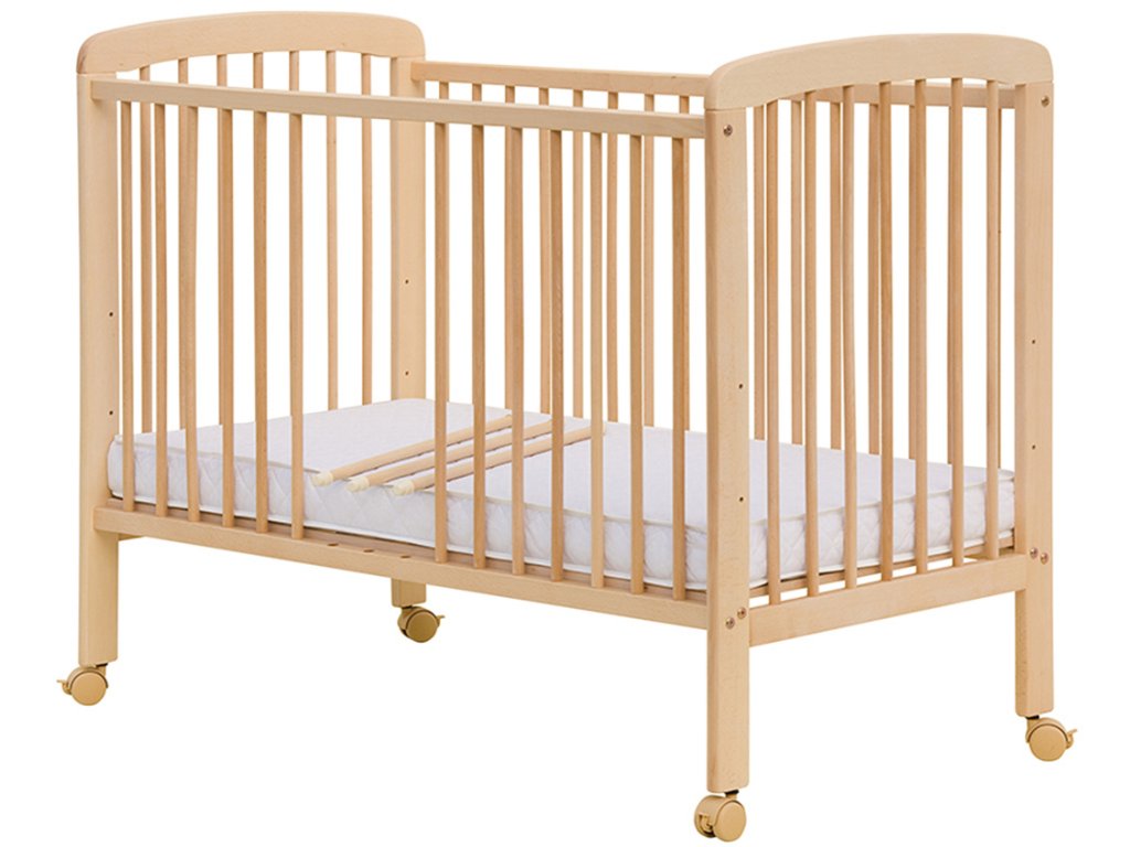 E-shop Scarlett detská postieľka Míša, buk, prírodná 120x60cm farba:prírodná, varianta:vyberatelné priečky 0027