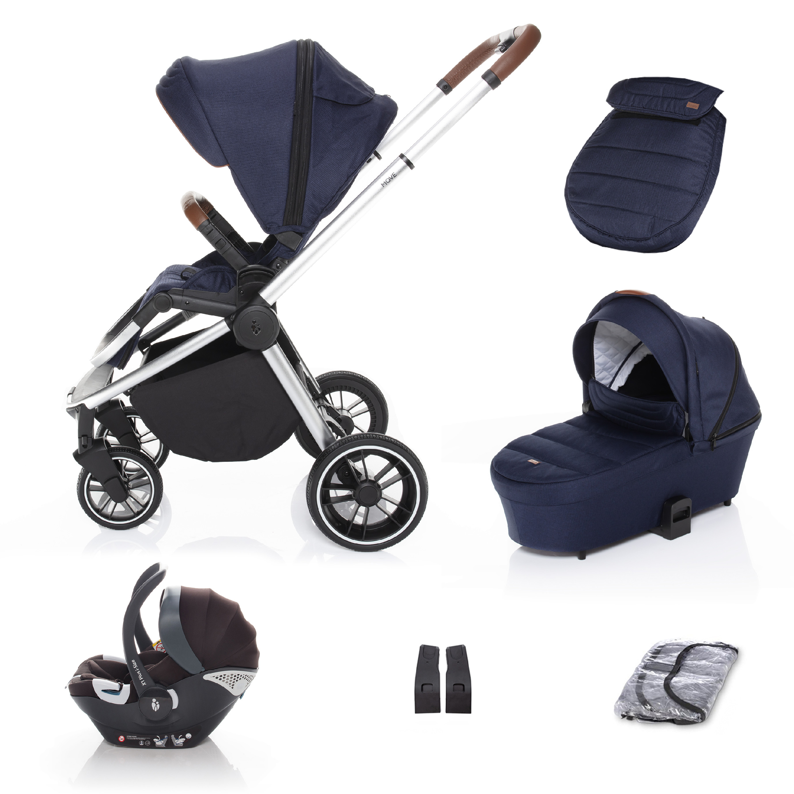E-shop ZOPA SET kočík Move+ korba+adaptéry+autosedačka, Sky Blue/Silver