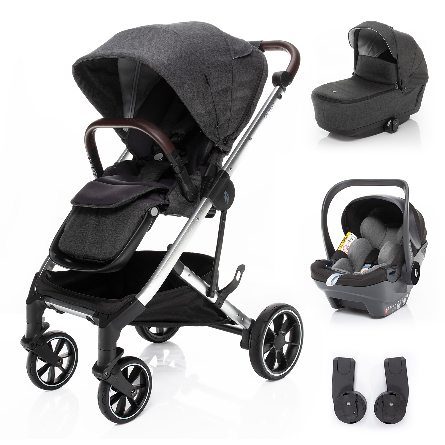 E-shop ZOPA Set kočík Quest+ korba+ adaptéry+ autosedačka, Vulcan Black/Silver
