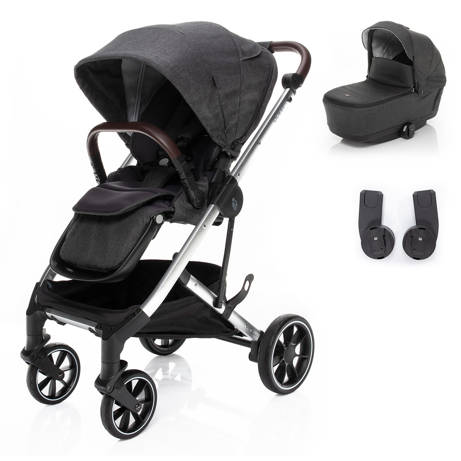 E-shop ZOPA Set kočík Quest+ korba+ adaptéry, Vulcan Black/Silver